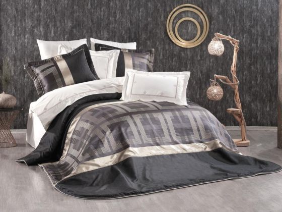 Dowry Land Stella 3-Piece Bedspread Set Black Gold