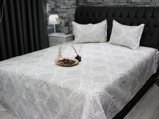 Dowry World Sude Jacquard Bedspread Gray