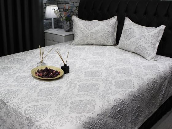 Dowry World Sude Jacquard Bedspread Gray