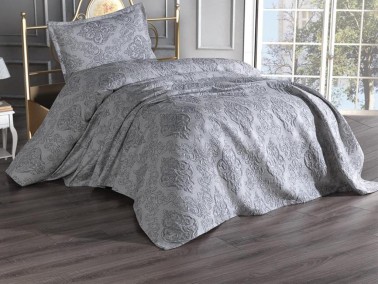 Dowry World Sude Single Jacquard Bedspread Gray - Thumbnail