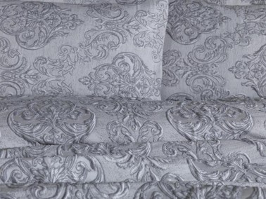 Dowry World Sude Single Jacquard Bedspread Gray - Thumbnail