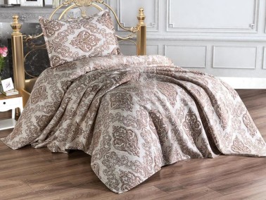 Dowry World Sude Single Jacquard Bedspread Brown - Thumbnail