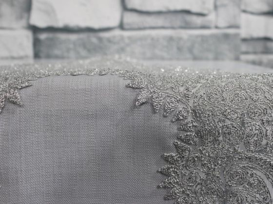 Dowry World Tac Linen 3-Piece Bedroom Set Silver