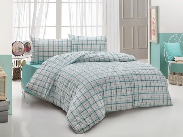 Dowry World Single Plaid Duvet Cover Set - Thumbnail