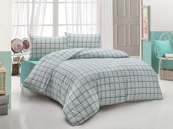 Dowry World Single Plaid Duvet Cover Set