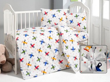 Dowry World Airplane Baby Duvet Cover Set White - Thumbnail