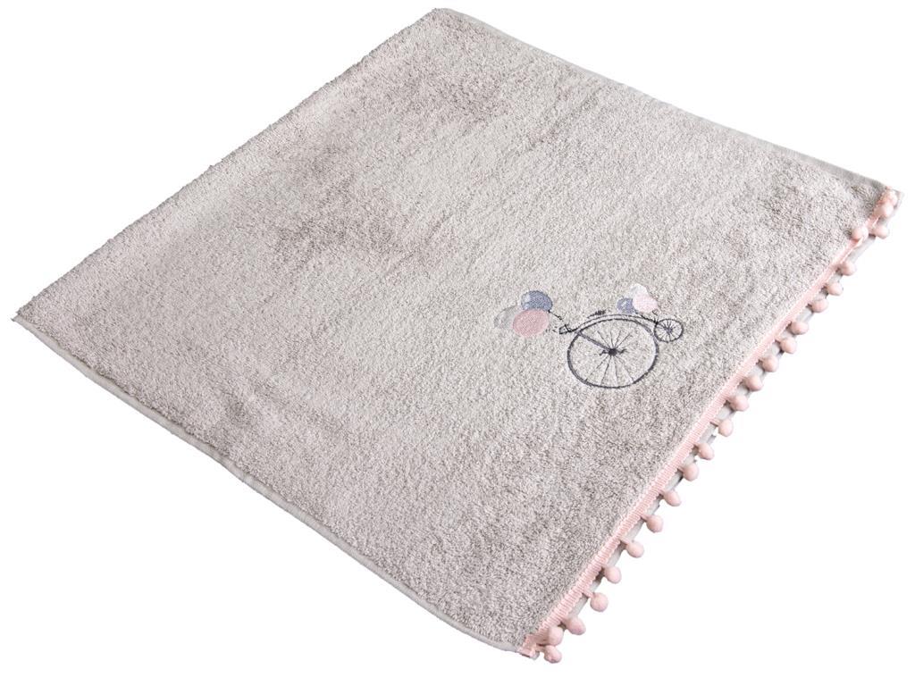 Dowry World Flying Bicycle Hand Face Towel Gray Pink - Thumbnail