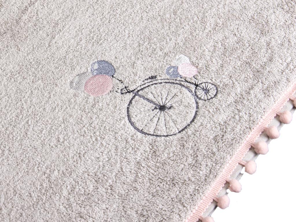 Dowry World Flying Bicycle Hand Face Towel Gray Pink - Thumbnail