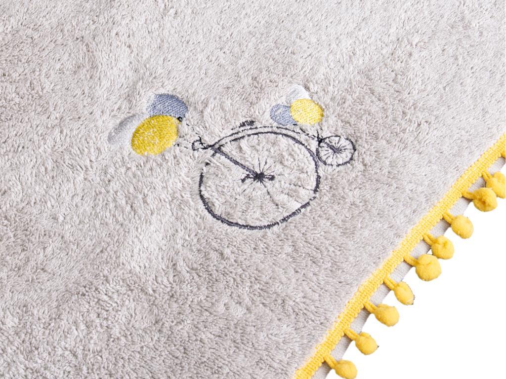 Dowry World Flying Bicycle Hand Face Towel Gray Yellow - Thumbnail