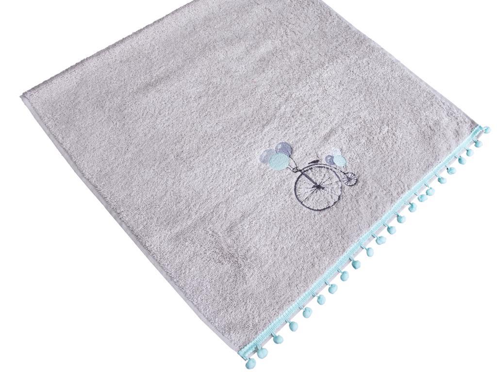Dowry World Flying Bicycle Hand Face Towel Gray Green - Thumbnail