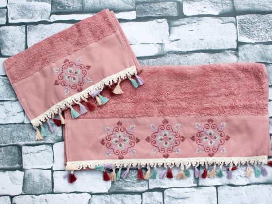 Dowry World Umay 2 Piece Towel Set Pink