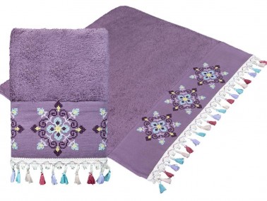 Dowry World Umay 3-Piece Towel Set Plum - Thumbnail