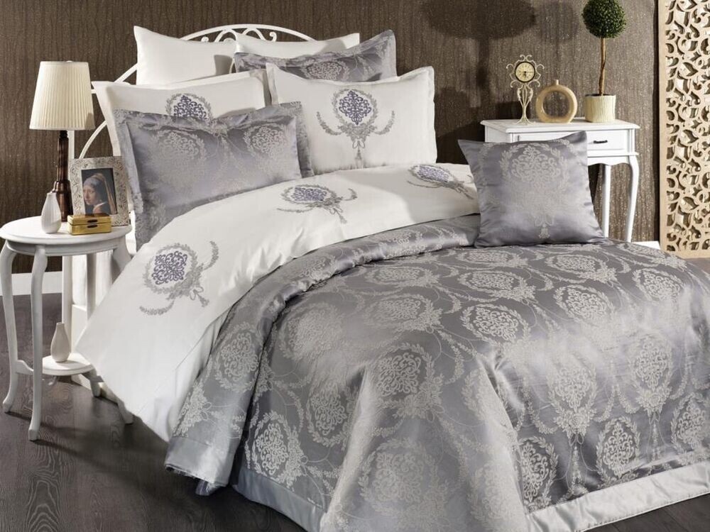 Dowry World - Dowry World Virgo Bedspread Cream-Gray Dowry World - Dowry World Virgo Bedspread Cream-Gray