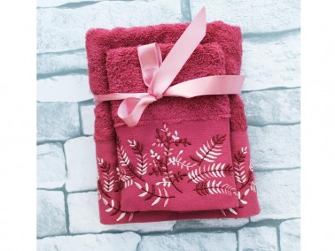 Dowry World Wheat 2-Piece Towel Set Fuchsia - Thumbnail