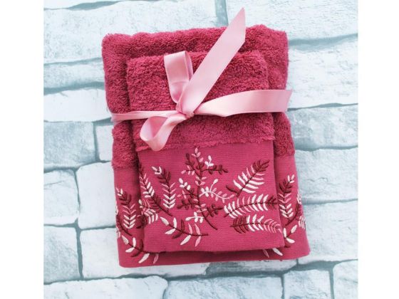 Dowry World Wheat 2-Piece Towel Set Fuchsia