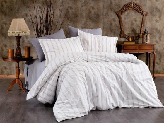 Dowry World Zara Double 6 Piece Duvet Cover Set Cream Anthracite