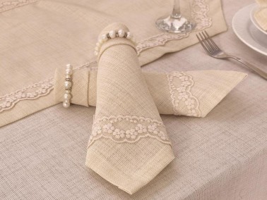 Dowry World Zara 26 Piece Table Cloth Set - Cream - Thumbnail