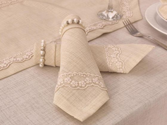Dowry World Zara 26 Piece Table Cloth Set - Cream