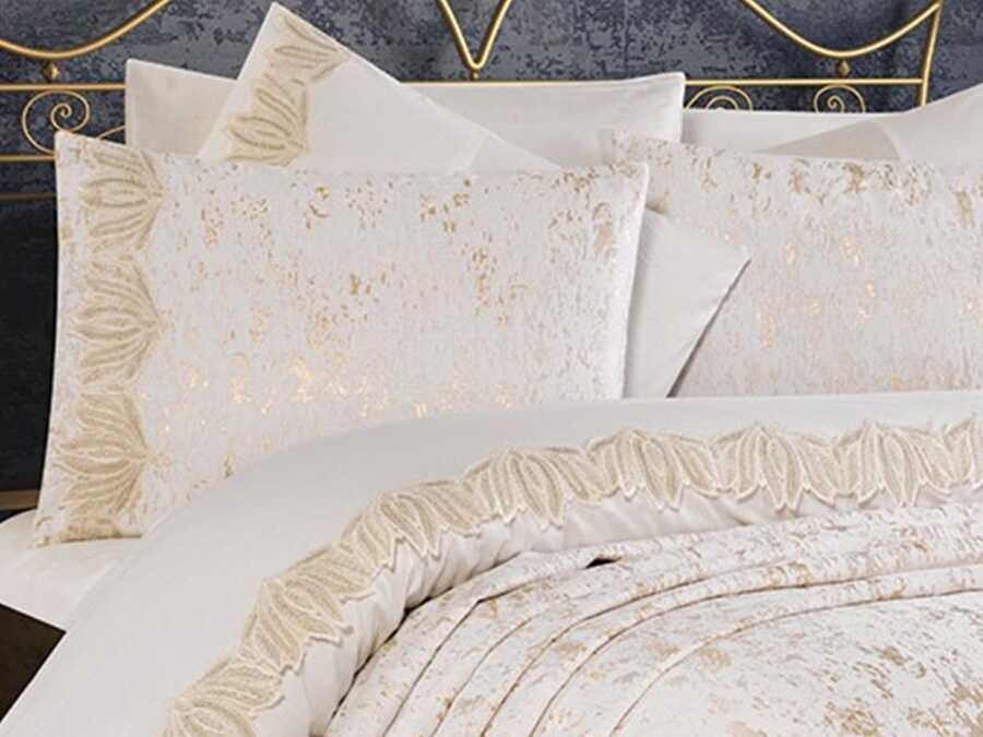 Dowry World Zuma Bedspread Cream-Cappucino - Thumbnail