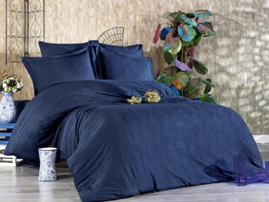 Dowry World Diana Double Duvet Cover Set Navy Blue - Thumbnail