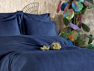 Dowry World Diana Double Duvet Cover Set Navy Blue - Thumbnail