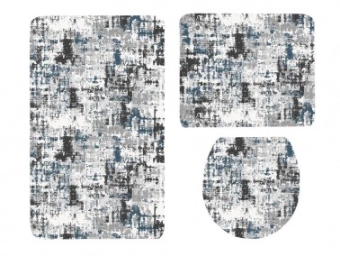 Çeyiz Diyarı - Dowry World 3 Piece Bath Mat Alison Blue-Black Çeyiz Diyarı - Dowry World 3 Piece Bath Mat Alison Blue-Black