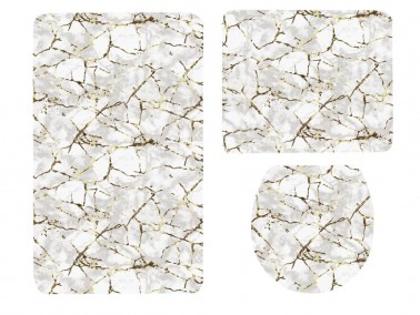 Çeyiz Diyarı - Dowry World 3 Piece Bath Mat Avril White-Gold Çeyiz Diyarı - Dowry World 3 Piece Bath Mat Avril White-Gold