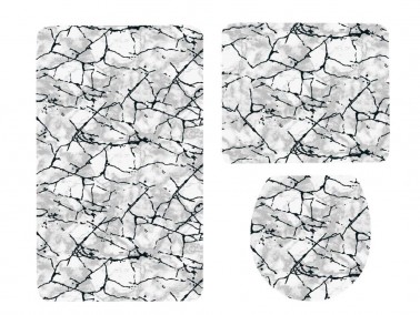 Çeyiz Diyarı - Dowry World 3 Piece Bath Mat Avril White-Black Çeyiz Diyarı - Dowry World 3 Piece Bath Mat Avril White-Black