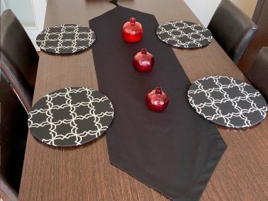 Dowry World Alberta 7 Piece Placemat Black - Thumbnail