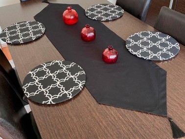 Dowry World Alberta 7 Piece Placemat Black - Thumbnail