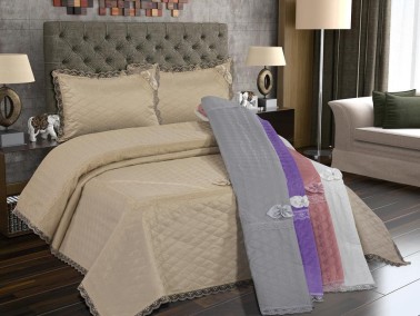 Çeyiz Diyarı - Dowry World Almina 3-Piece Quilted Bedspread Set - Powder Çeyiz Diyarı - Dowry World Almina 3-Piece Quilted Bedspread Set - Powder