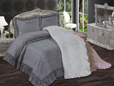 Çeyiz Diyarı - Dowery Angel 3-Piece Quilted Bedspread Set Gray Çeyiz Diyarı - Dowery Angel 3-Piece Quilted Bedspread Set Gray