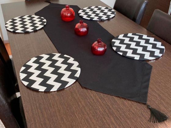 Dowry World Barbara 7 Piece Placemat Black