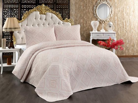 Dowry World Chain Double Bedspread Cream-Brown