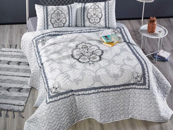 Dowry World Cotto Quilted Double Bedspread Gray