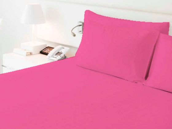 Dowry World Daily Double Elastic Bed Sheet Set Fuchsia