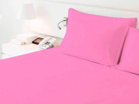 Dowry World Daily Double Elastic Bed Sheet Set Pink