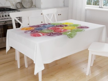 Çeyiz Diyarı - Dowry World Digital Printing Comfit Table Cloth White Çeyiz Diyarı - Dowry World Digital Printing Comfit Table Cloth White