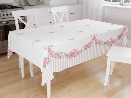 Dowry World Digital Printing Delron Table Cloth White