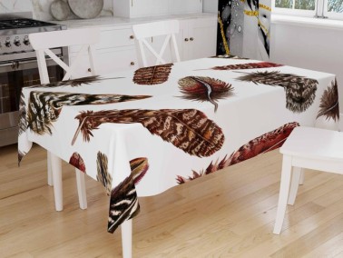 Çeyiz Diyarı - Dowry World Digital Printing Feather Table Cloth White Çeyiz Diyarı - Dowry World Digital Printing Feather Table Cloth White