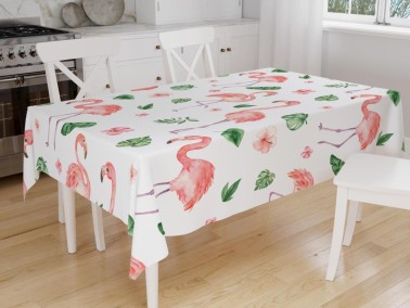 Çeyiz Diyarı - Dowry World Digital Printing Flamingo Table Cloth White Çeyiz Diyarı - Dowry World Digital Printing Flamingo Table Cloth White