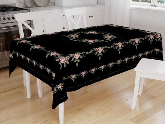 Dowry World Digital Print Florent Table Cloth Black