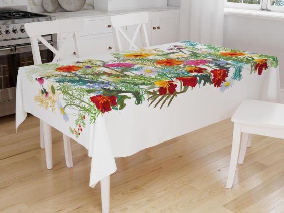 Dowry World Digital Printing Gardin Table Cloth White