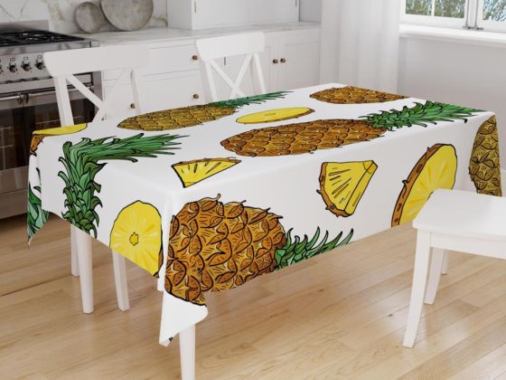 Dowry World Digital Printing Pine Table Cloth White