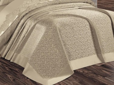 Dowry World Ebrari 6 Piece Chenille Bedspread Set Beige - Thumbnail