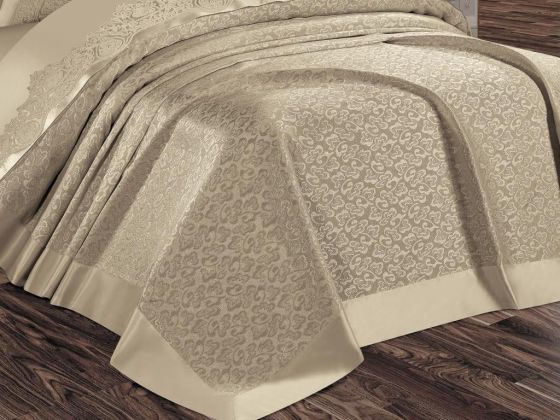 Dowry World Ebrari 6 Piece Chenille Bedspread Set Beige