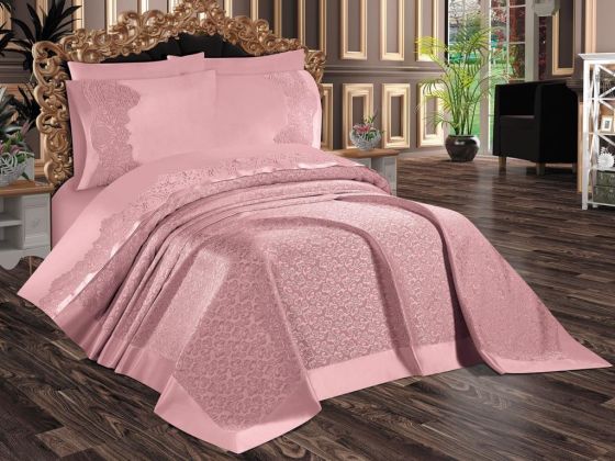 Dowry World Ebrari 6 Piece Chenille Bedspread Set Powder