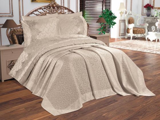 Dowry World Elite 6 Piece Chenille Bedspread Set Cappucino