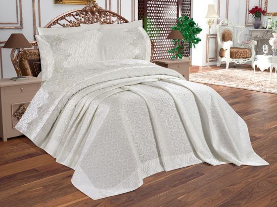 Dowry World Elite 6 Piece Chenille Bedspread Set Cream