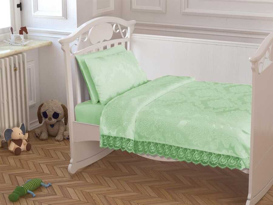  Dowry World French Laced Baby Pique Set Light Green